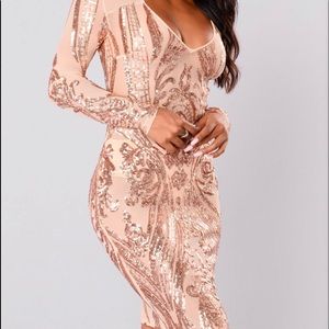 Fashion nova rose gold dress